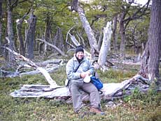 Henrik i typisk patagonia skov