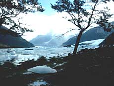 Bahia Onelli, hvor de tre gletschere løber ud