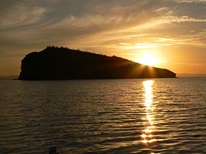 Isla Gallo i solnedgang